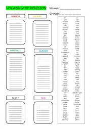 English Worksheet: Vocabulary revision