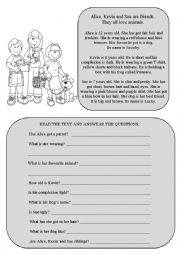 English Worksheet: pets and children