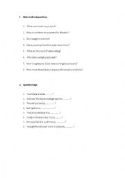 English Worksheet: Indirect questions and tags