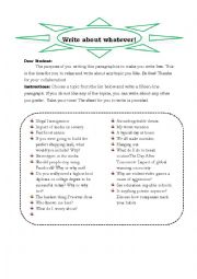 English Worksheet: Write about whatever