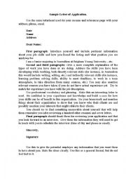 English Worksheet: Sample Letter of Application.