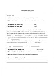 English Worksheet: How to elect a us president
