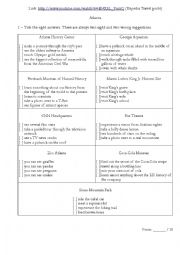 English Worksheet: Atlanta auding (including the answers on a separate sheet)
