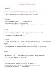 English Worksheet: WORD FORMATION (CAE) 1