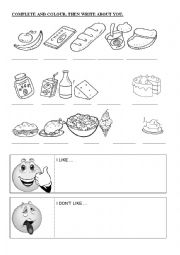 English Worksheet: FOOD LIKES - DISLIKES