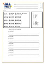 English Worksheet: Dates