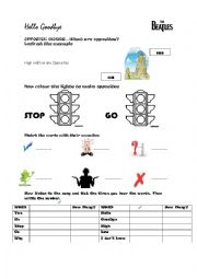 English Worksheet: Hello Goodbye - The Beatles