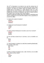 English Worksheet: St Andrews Day