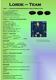 English Worksheet: Lorde - Team