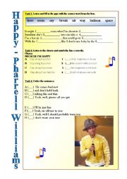 English Worksheet: Happy - Pharrell williams