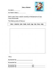 English Worksheet: Draw a Monster   