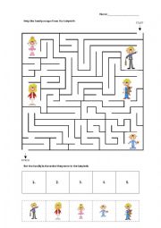 English Worksheet: Family Labyrinth (easy)