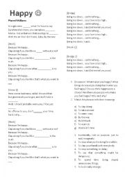 English Worksheet: Happy- Pharrel 