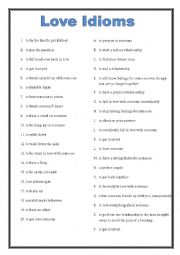 English Worksheet: Love Idioms