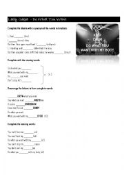 English Worksheet: Do What You Want - Lady Gaga