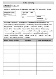 English Worksheet: global warming