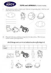 English Worksheet: Toys and Animals