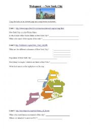 English Worksheet: Webquest New York City