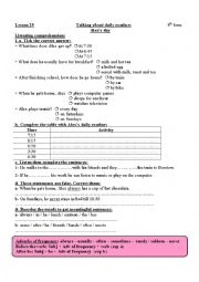 English Worksheet: Daily routines 