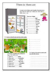 English Worksheet: There is/ there are + a/an, some or any...