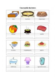 English Worksheet: Unscramble the letters