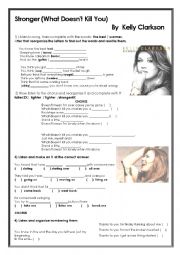 English Worksheet: Stronger- Kelly Clarkson 
