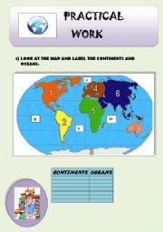 Continents, oceans and cardinal points.