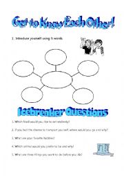 English Worksheet: Icebreaker_Get to Know Each Other