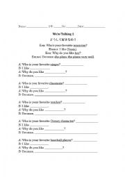 English Worksheet: Why do you like her?