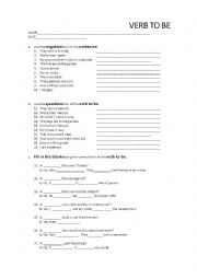 English Worksheet: Verb to be exercises