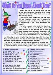 English Worksheet: What Do You Know About Tom?