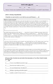 English Worksheet: social networks