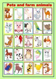 English Worksheet: pets and farm animals
