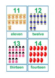 English Worksheet: Numbers 11 - 20 flashcards