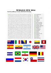 English Worksheet: World Cup 2014 World Puzzle