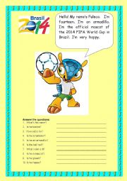 English Worksheet: Fuleco -  the 2014 FIFA World Cup mascot