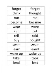 English Worksheet: Matching inf and past