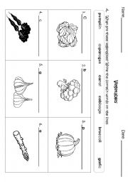 English Worksheet: Vegetables