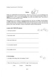 English Worksheet: Reading Comprehension 3rd Grade - Piranhas