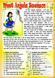 English Worksheet: Meet Angela Swenson