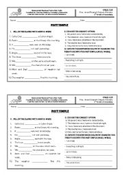 English Worksheet: The past tense was/were