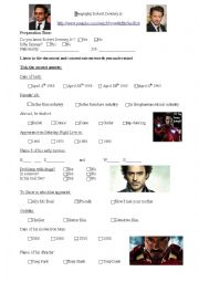 English Worksheet: Listening Comprehension: Robert Downey Jr Biography