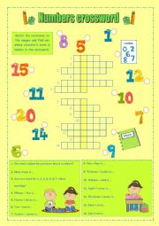 English Worksheet: Numbers crossword