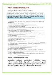 English Worksheet: Art Vocabulary Review