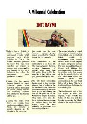 English Worksheet: INTI RAYMI : A MILLENNIAL CELEBRATION