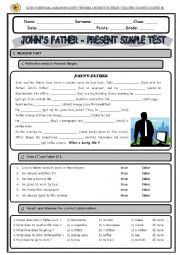 English Worksheet: Johns father - Present simple