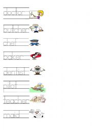 English Worksheet: People writing and matching