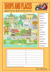 English Worksheet: Shops and Places:6