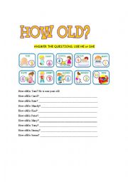 English Worksheet: Excercises about age