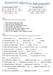 English Worksheet: Possessive adjectives and pronouns 